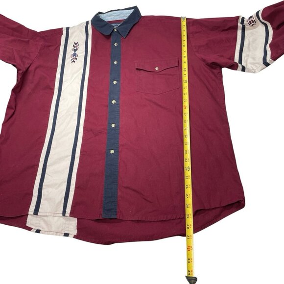 VTG 90s Wrangler Western Striped Color Block Red White Blue Mens XXL Cowboy - Picture 8 of 8